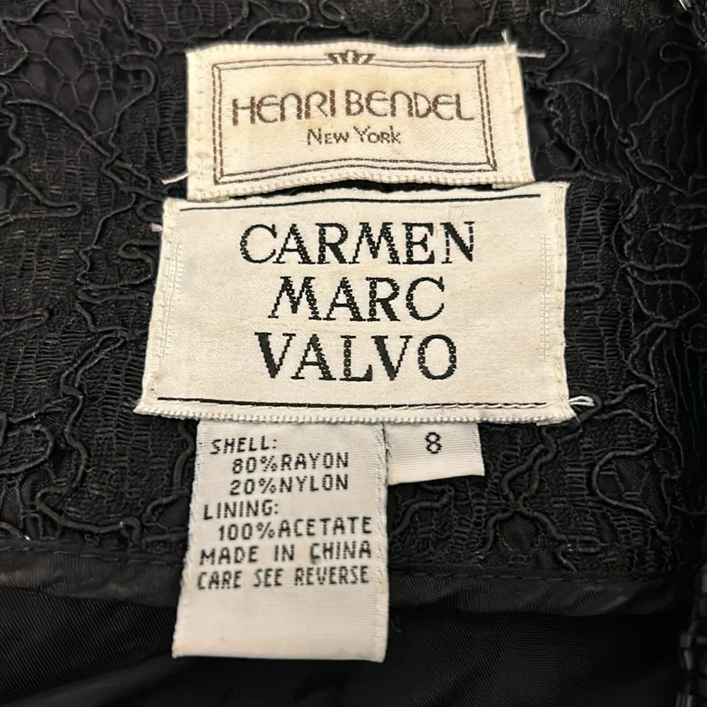 Carmen Marc Valvo for Henri Bendel gorgeous Black lace beaded evening jacket sz8 - Picture 10 of 16